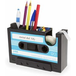 Milcraft Cassette Tape Dispenser Pen Holder Vase Pencil Pot Stationery Desk Tidy Container Office Stationery Supplier Gift (Blue)