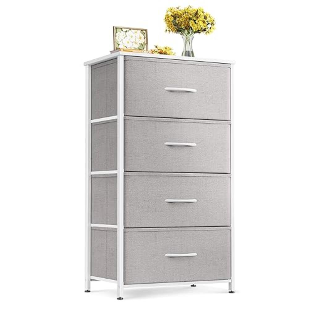 ODK Dresser for Bedroom with 4 Storage Drawers, Small Dresser Chest of Drawers Fabric Dresser with Sturdy Steel Frame, Dresser f