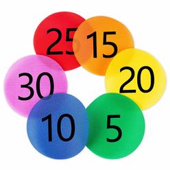 GSM Brands Carpet Spot Markers x 30 Classroom Sit Circles with Numbers 1-30 for Teachers (6 Colors)