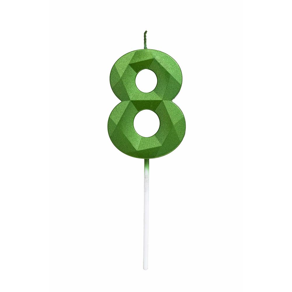 MeiMei Green Happy Birthday Cake Candles,Wedding Cake Number Candles,3D Design Cake Topper Decoration for Party Kids Adults (Green Numb
