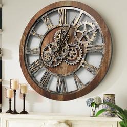improvinglife The Gears Clock The Original Real Moving Gear Wall Clock Vintage Industrial Oversized Rustic Farmhouse (24 inch (60cm), Vintage 
