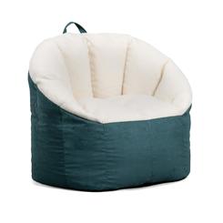 Big Joe Milano Bean Bag Chair, Oat Sherpa and Sage Vegan Suede, Soft Polyester, 2.5 feet