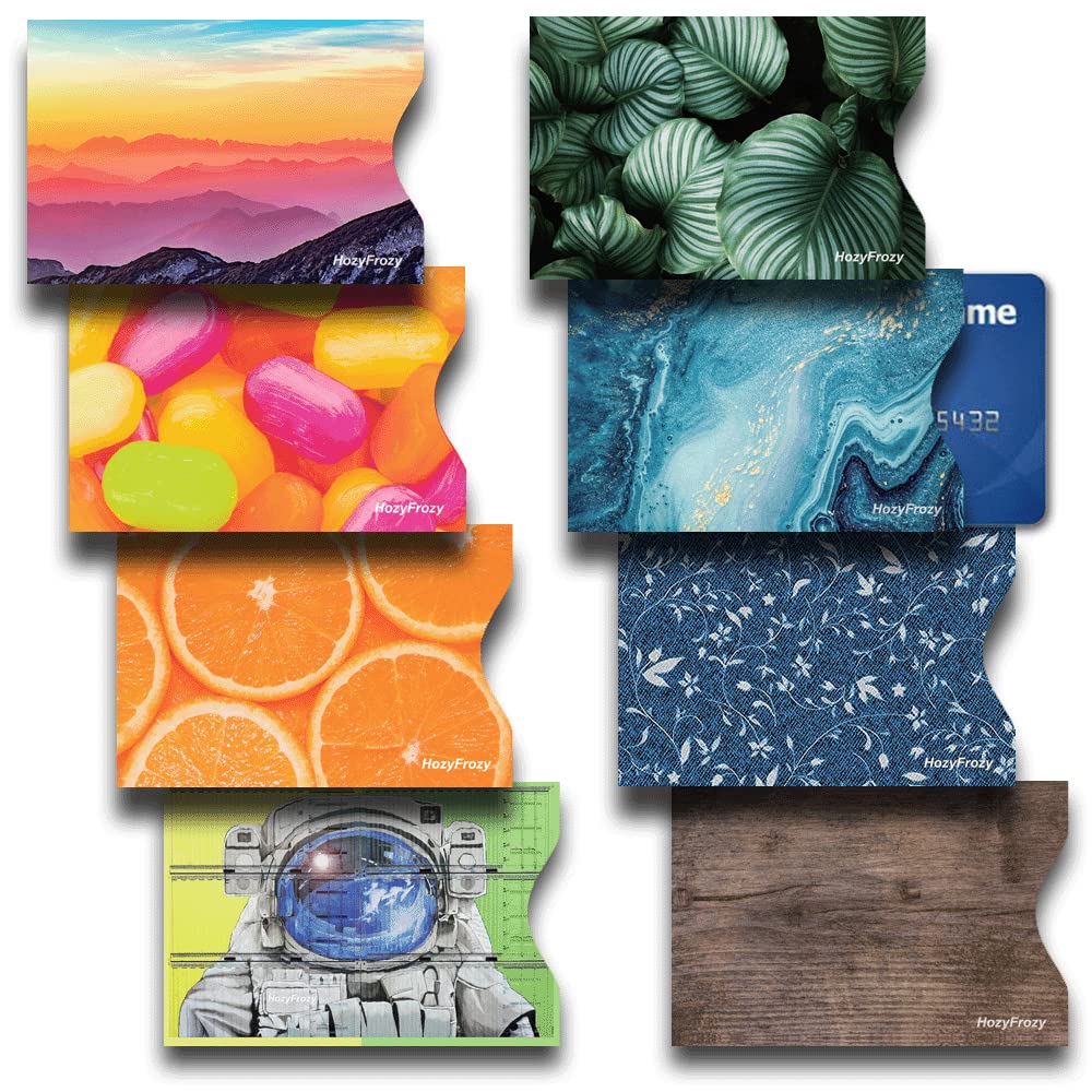 HozyFrozy US-RF-SPCM-0421 8 RFID Blocking Sleeves, Credit Card Protector, Anti-Theft Credit Card Holder, Easy to Recognize, 8 Different Themes, Wood, Deni HozyFrozy US-RF-SPCM-0421 8 RFID Blocking Sleeves, Credit Card Protector, Anti-Theft Credit Card Holder, Easy to Recognize, 8 Different Themes, Wood, Deni