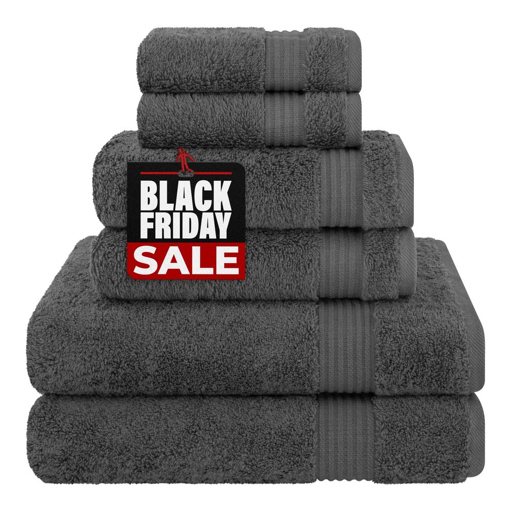 Cotton Paradise 6 Piece Towel Set, 100% Turkish Cotton Soft Absorbent Towels for Bathroom, 2 Bath Towels 2 Hand Towels 2 Washclo