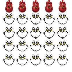 cRYSFIY 20 Pcs Christmas Decorations Stickers for Ornaments, Christmas Vinyl Stickers, Christmas Decoration Decals, DIY Face Stickers fo