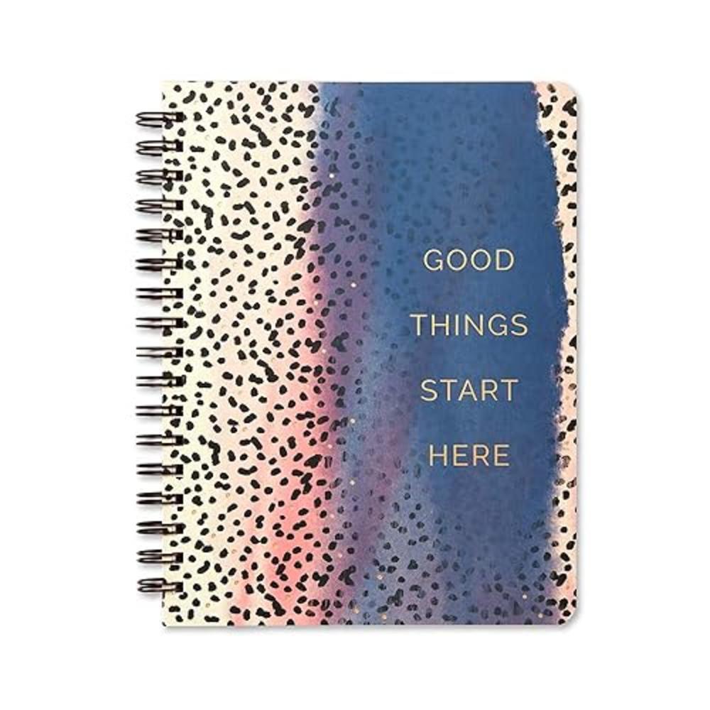 Compendium Spiral Notebook - Good Things Start Here - A Designer Spiral Notebook with 192 Lined Pages, College Ruled, 7.5”W x 9.
