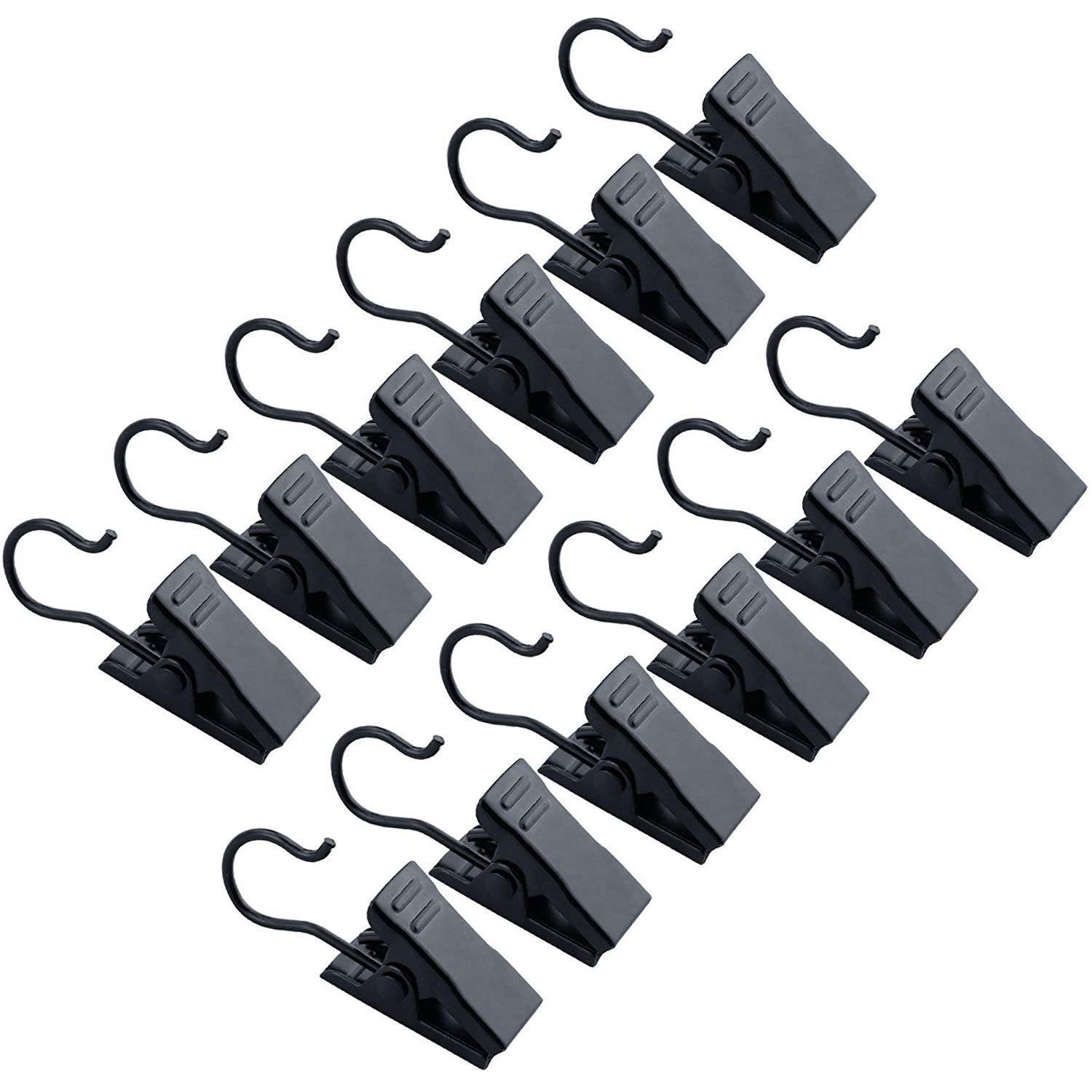 JANYUN 30 Pack Small Heavy-Duty Hook Clip Set Metal Curtain Hangers Clips for Clip Photo Home Decoration Art Craft Display - Black