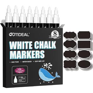 Gotideal FM-001 GOTIDEAL White Chalk Markers, Bold Tip Washable Chalkboard  Markers, Car Window Markers,for Blackboard, Glass & Bistro, Non-Toxic