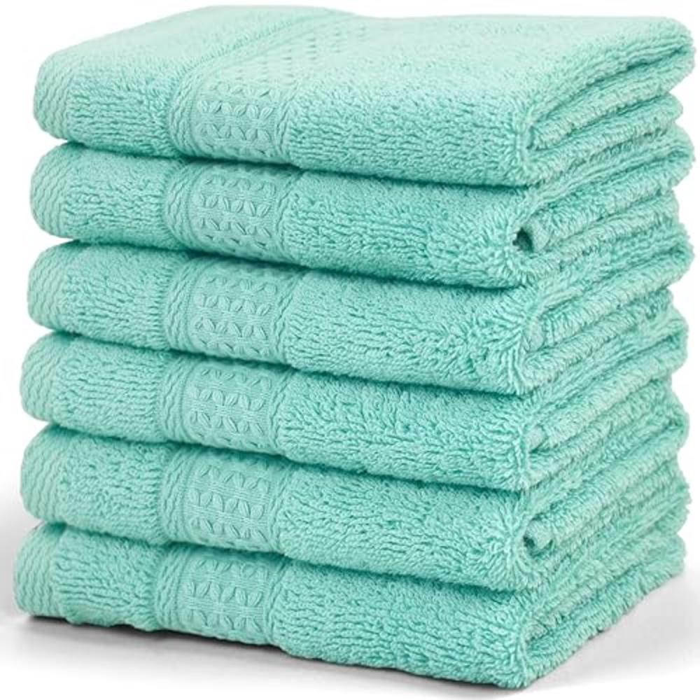 Cleanbear Washcloths for Your Body 100% Cotton Facecloths Extra Soft Bathroom Washcloths - 13 by 13 Inches (Teal)