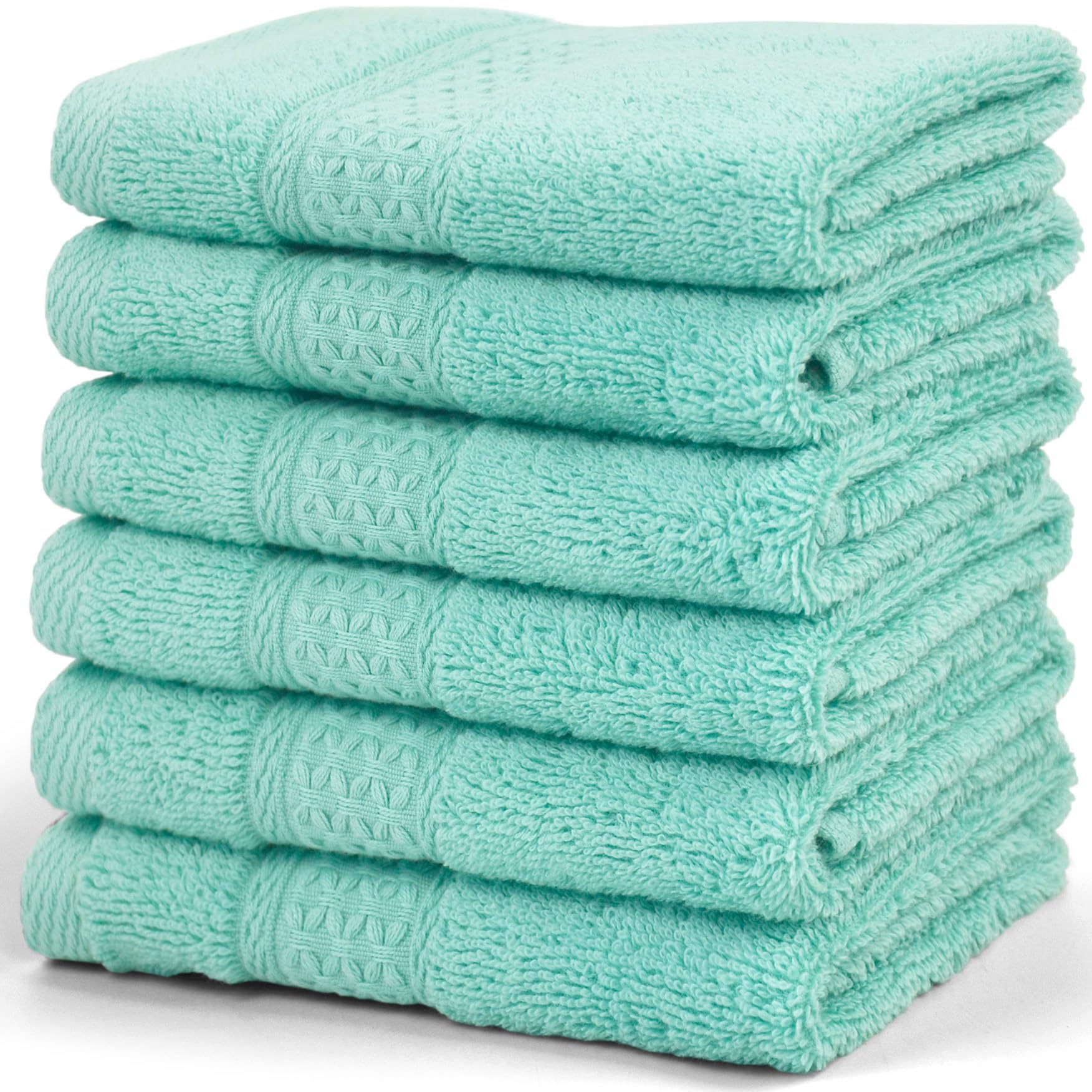 Cleanbear Washcloths for Your Body 100% Cotton Facecloths Extra Soft Bathroom Washcloths - 13 by 13 Inches (Teal)
