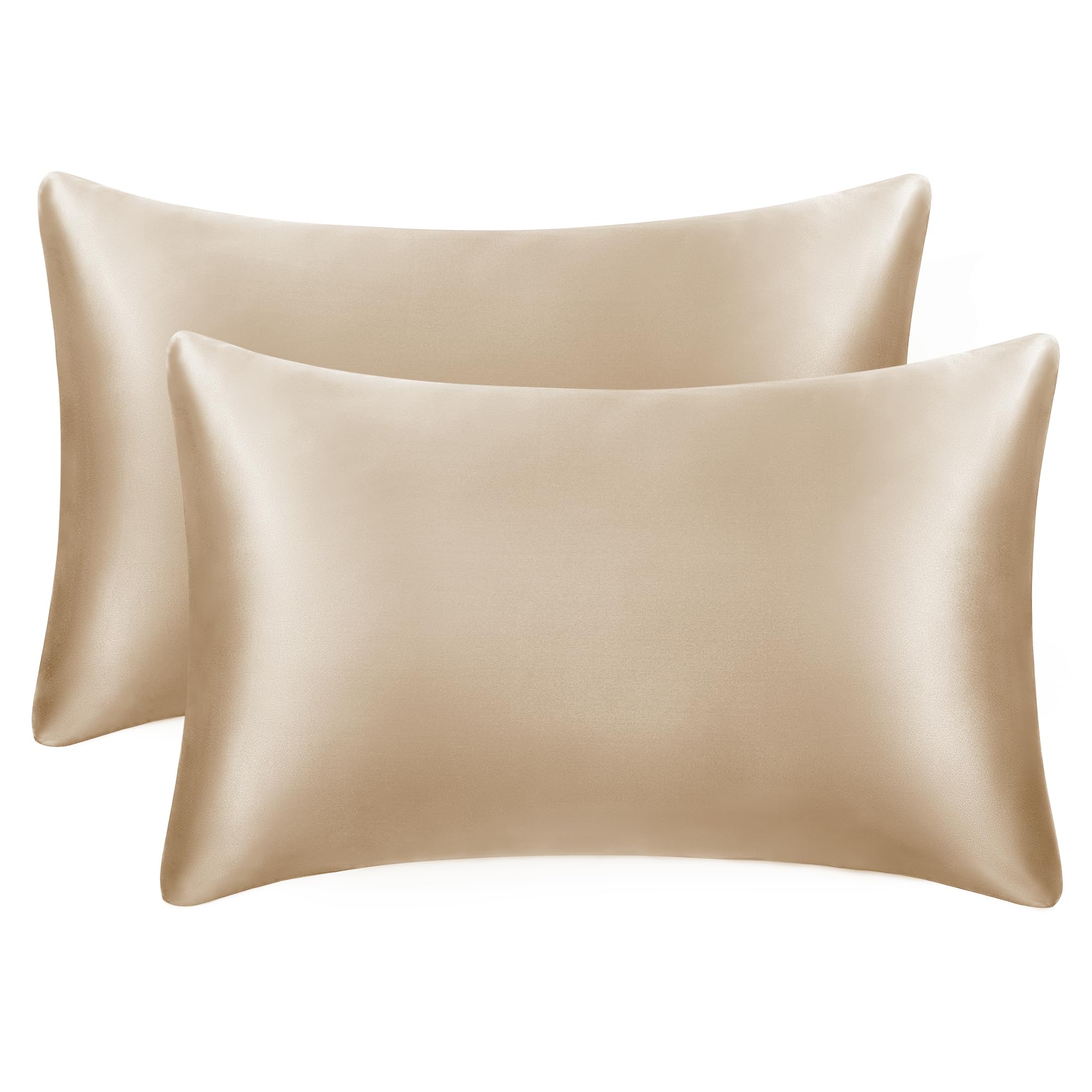 EXQ Home Silky Satin Pillowcase for Hair and Skin,Pillow cases Standard Size Set of 2 Satin Pillow case 2 Pack with Envelope clo