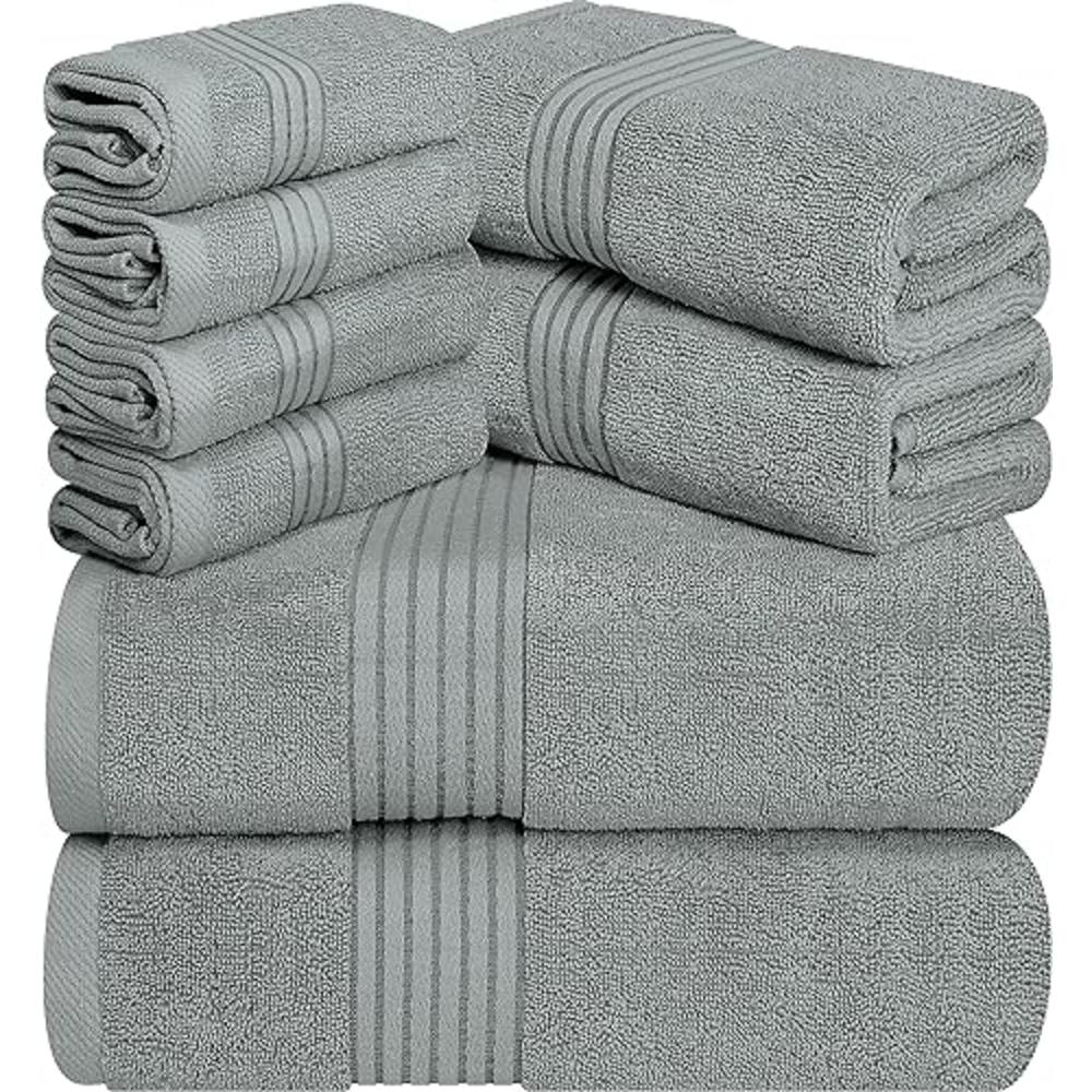 Utopia Towels 8-Piece Premium Towel Set, 2 Bath Towels, 2 Hand Towels, and 4 Wash Cloths, 100% Ring Spun Cotton Highly Absorbent