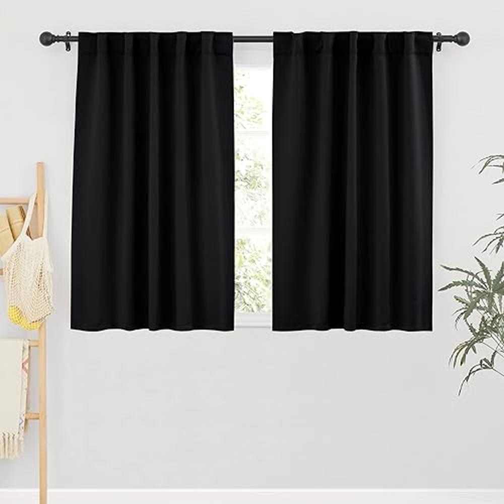 RYB HOME Bedroom Blackout Curtains - Small Window Treatment Set Energy Saving Thermal Insulated Drapes for Living Room/Nursery/K