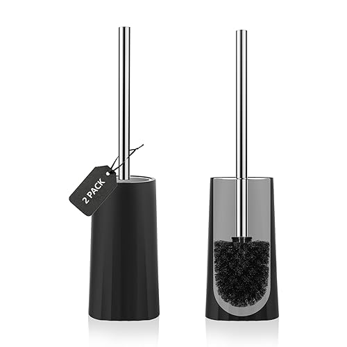 SetSail Toilet Brush, 2 Pack Toilet Bowl Brush and Holder Compact Size Toilet Brushes for Bathroom with 304 Stainless Steel Hand