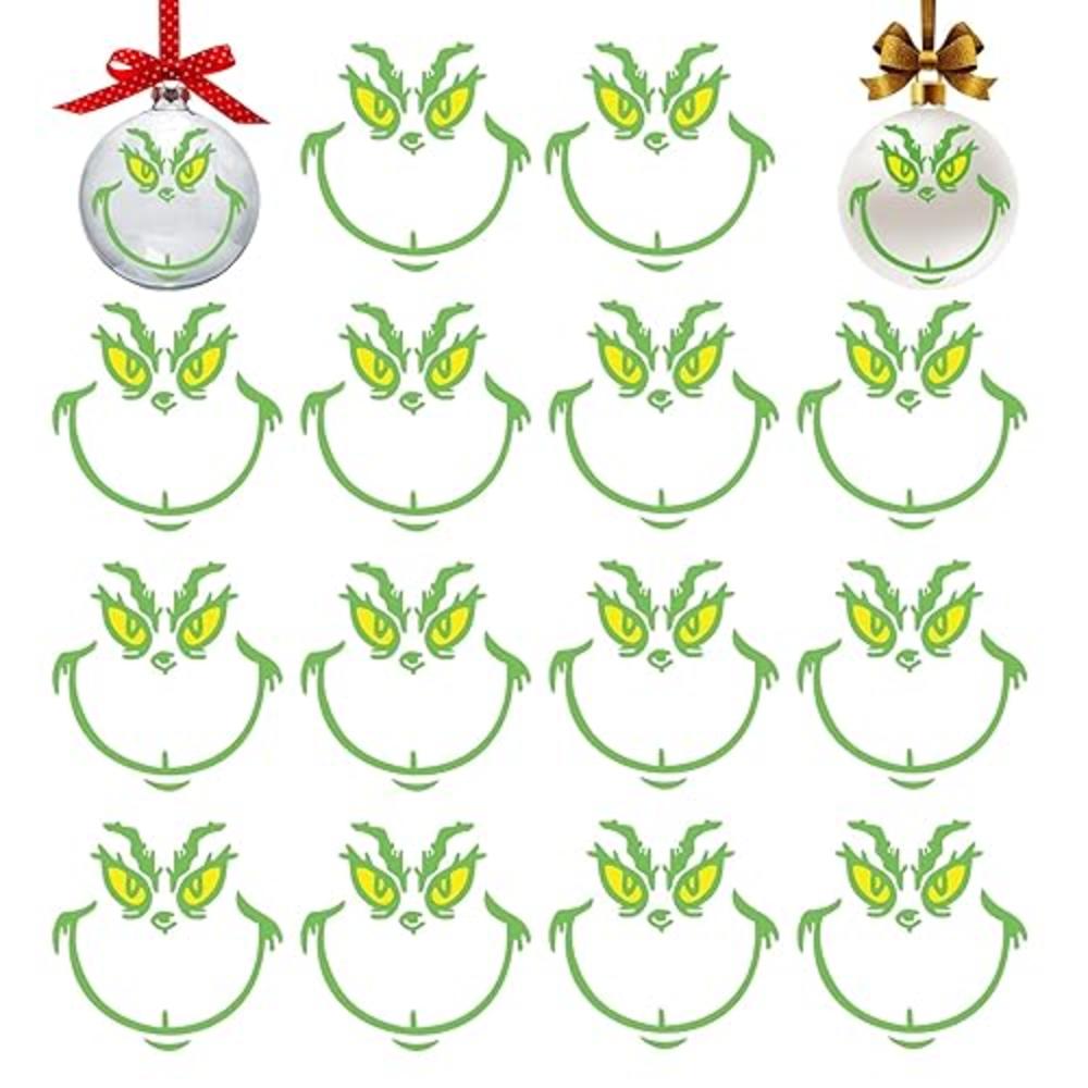 cRYSFIY 14 Pcs Christmas Decorations Stickers for Ornaments, Christmas Vinyl Stickers, Christmas Decoration Decals, DIY Face Stickers fo
