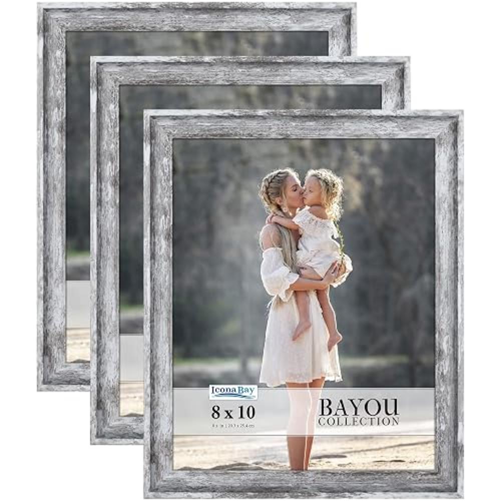 Set Of 3 Black 8x10 Picture Frames - Modern Tabletop Or Wall Mount Photo Frames With Clear Glass