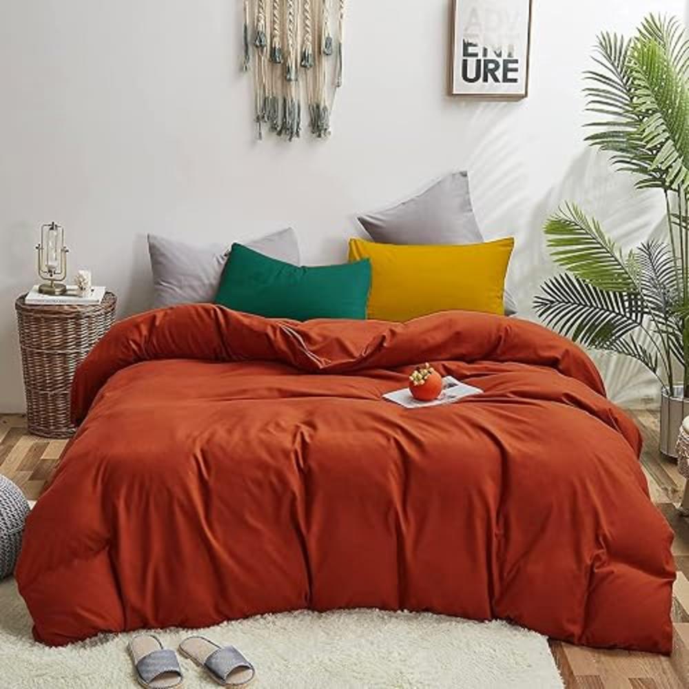 Rust Color Comforters CLOTHKNOW Rust Comforter Set Queen Burnt Orange Bedding Comforter Sets ...