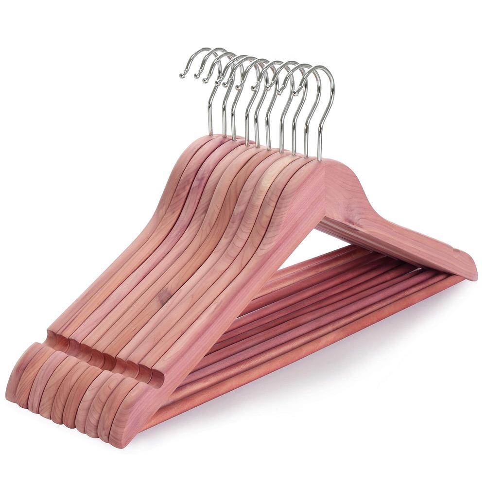 TOPIA HANGER American Red Cedar Wooden Hangers, Clothes Hangers for Closet, Wood Coat Hanger with Smooth Cut Notches, 360°Flexib