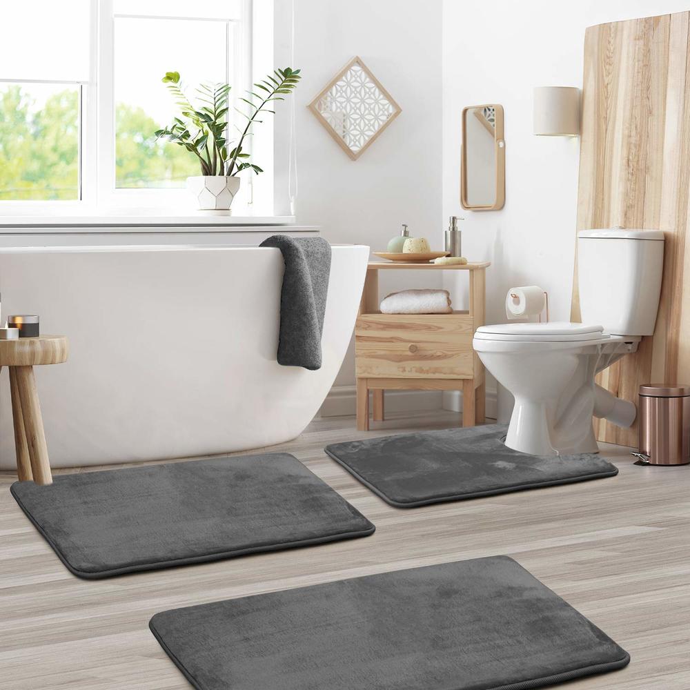 Clara Clark Bathroom Rugs - Memory Foam Bath Mat Set for Bathroom, Non Slip Absorbent Velvet - Fast Drying Bath Mats - Bathroom 