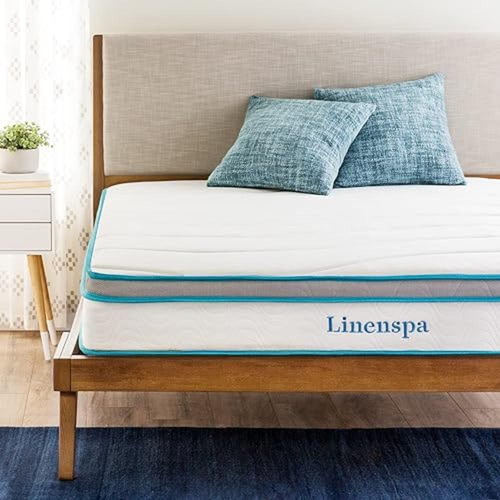 Linenspa Essentials LINENSPA 8 Inch Memory Foam and Innerspring Hybrid Mattress - King - Bed in a Box - Medium Firm Mattress