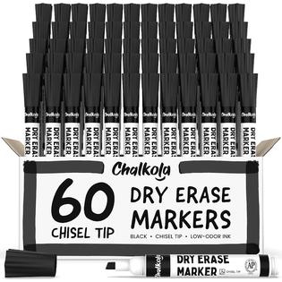 Chalkola chk_60_dry erase_black chalkola 60 Black Dry Erase Markers Bulk  Pack, Black chisel Point White Board Markers Dry Erase Pens - Low Odor  Whiteboard Marke