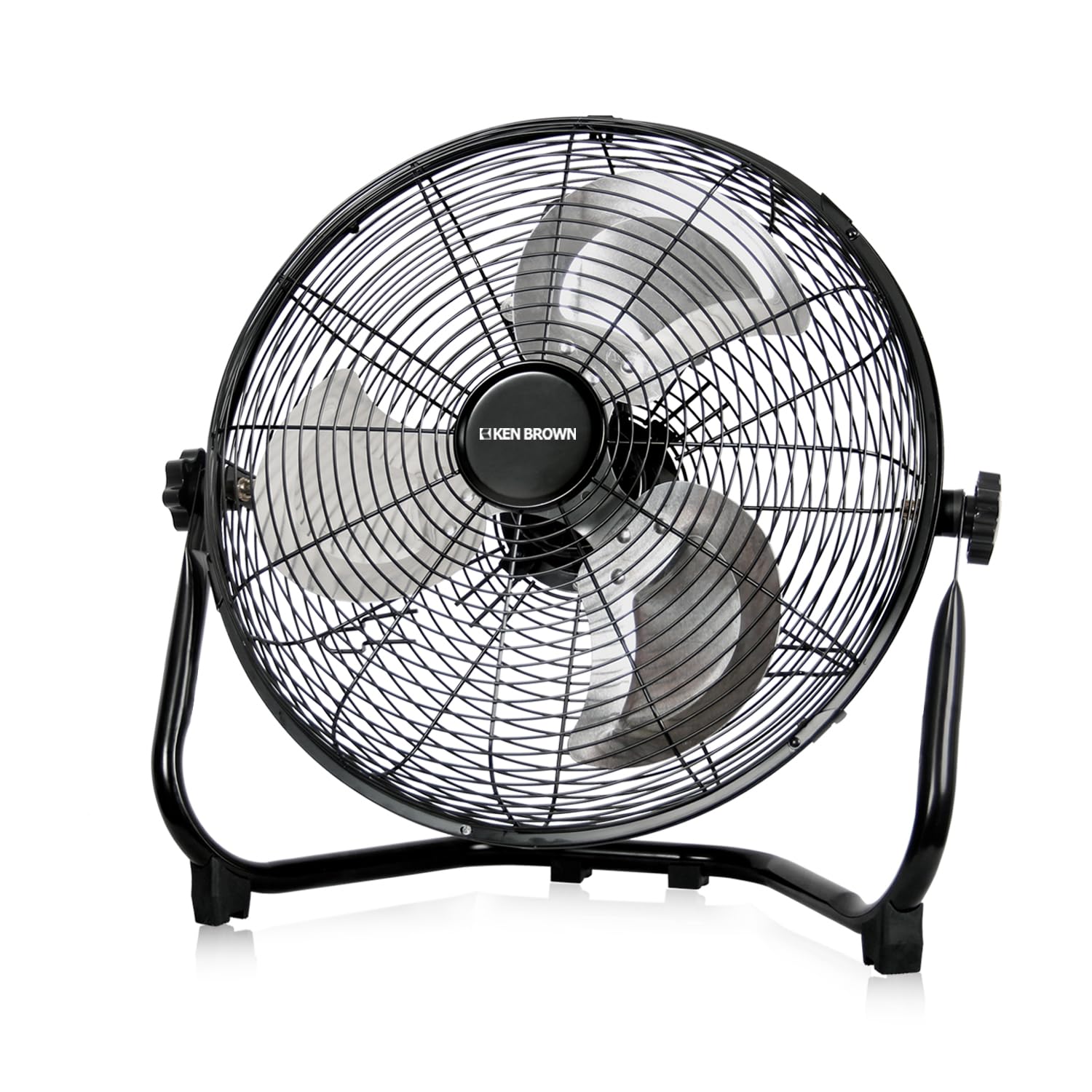 KEN BROWN 14 Inch High Velocity Floor Fan 3-Speed 360° Adjustable Tilting Powerful Airflow for Home,Residential Use, Black