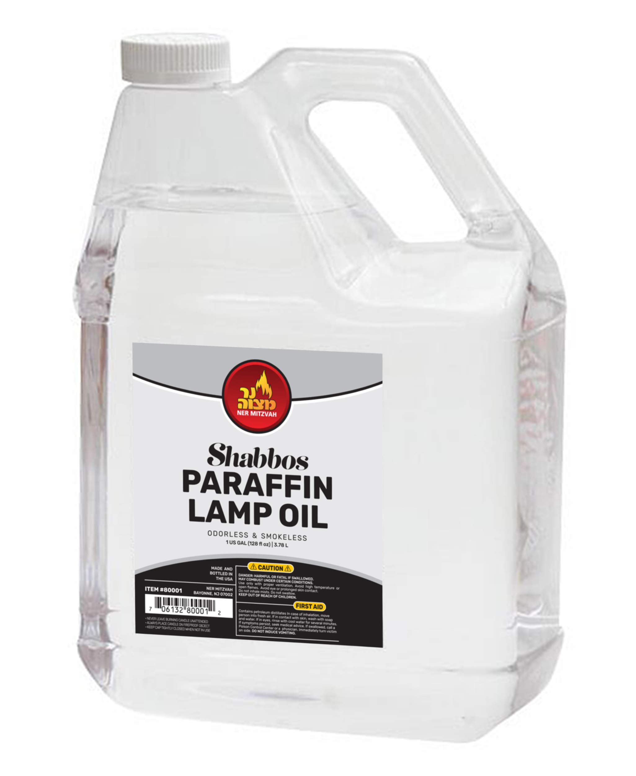 Ner Mitzvah 80001 1 Gallon Paraffin Lamp Oil - Clear Smokeless, Odorless,  Clean Burning Fuel for Indoor and Outdoor Use - Shabbos Lamp Oil, by Ner