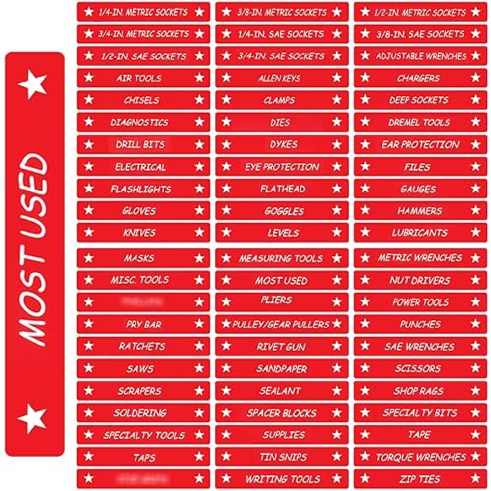 Tenare Tool Box Organizational Magnetic Labels Fits All Brands of Steel ...