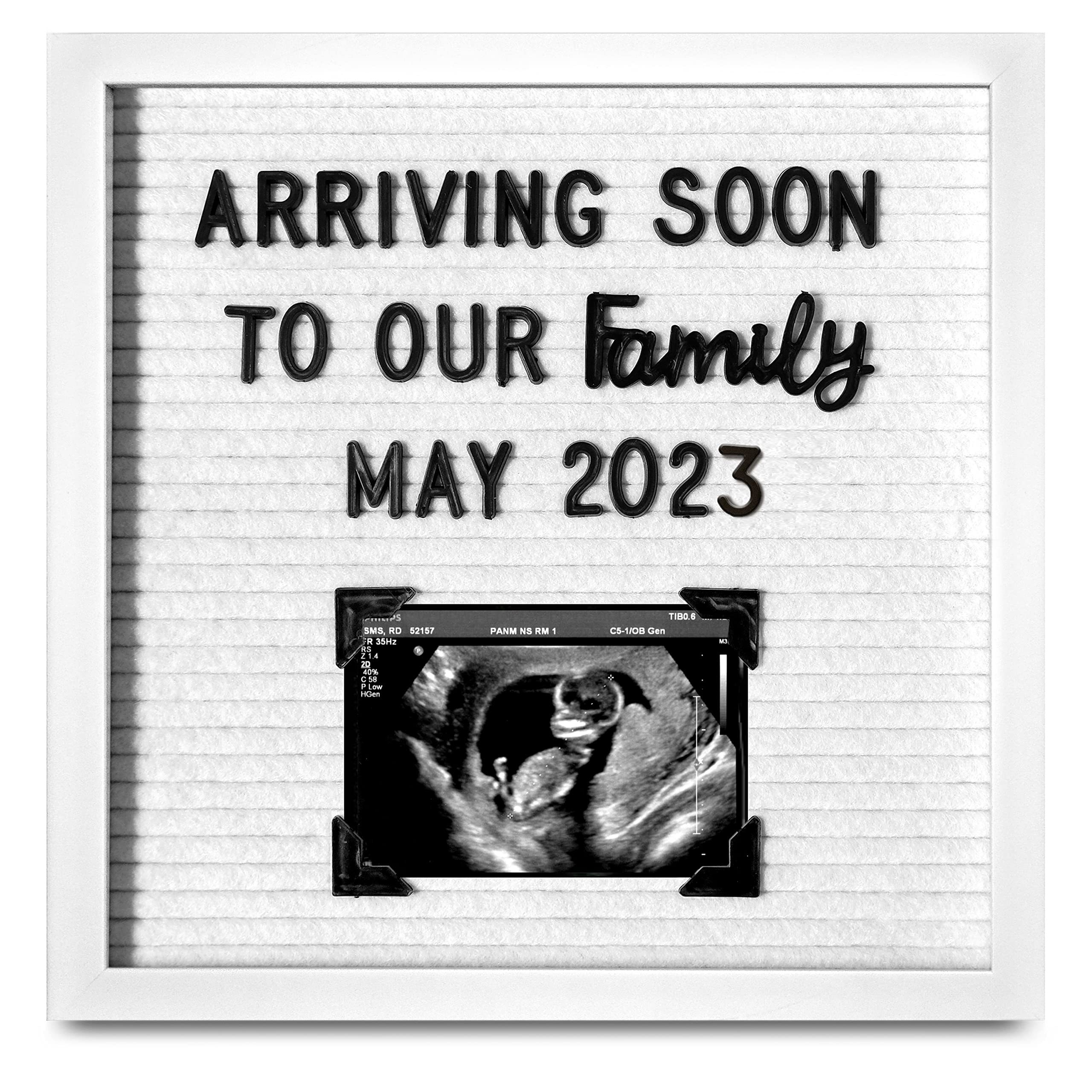 MAINEVENT 10x10 Inch All White Felt Letter Board, Precut Changeable Letter Board Baby Announcement Board Letter Baby Letter Board Stand Le
