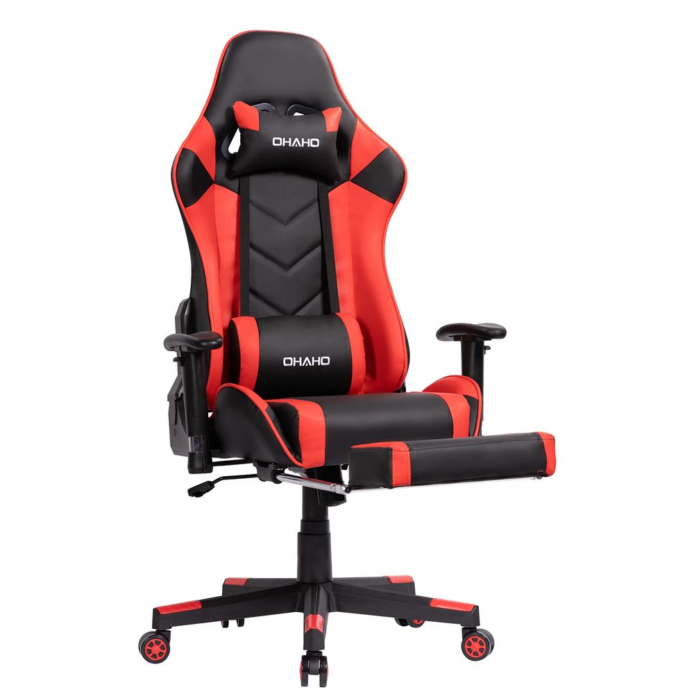 OHAHO Gaming Chair Racing Style Office Chair Adjustable Massage Lumbar Cushion Swivel Rocker Recliner High Back Ergonomic Comput