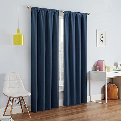 Eclipse Gum ECLIPSE Kendall Modern Blackout Thermal Rod Pocket Window Curtain for Bedroom or Living Room (1 Panel), 42 in x 95 in, Kendall D