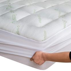 Niagara Sleep Solution Viscose Made from Bamboo Queen Mattress Topper with 1 Pillow Protector - Thick cooling Breathable Pillow Top Mattress Pad for Ba