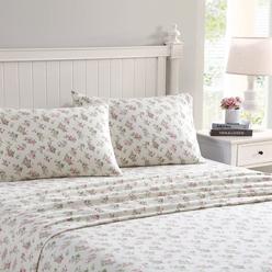 Laura Ashley Home Collection Premium Ultra Soft Cozy Lightweight Cotton Flannel Bedding Sheet Set, Wrinkle, Anti-Fade, Stain Res
