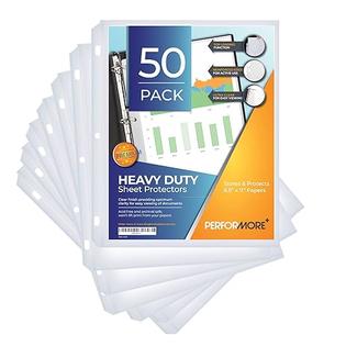 PerforMore OLCSP700 50 Sheet Protectors, Heavy Duty 8.5 X 11 Inch Clear  Page Protectors for 3 Ring Binder, Plastic Sheet Sleeves, Durable Top Loadin