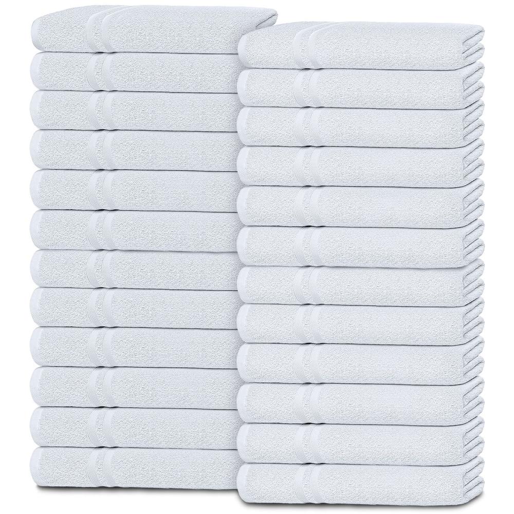 White Classic Wealuxe White Washcloths for Body and Face Towel, Cotton Wash Cloths Bulk 24 Pack, Flannel Spa Fingertip Wash Clothes 12x12 Inch