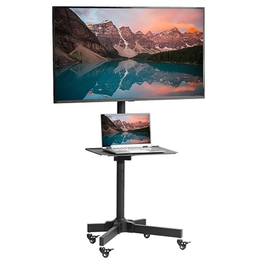 VIVO Mobile TV cart for 13-60 inch Screens up to 55 lbs, LcD LED OLED 4K Smart Flat and curved Panels, Rolling Stand, Laptop DVD