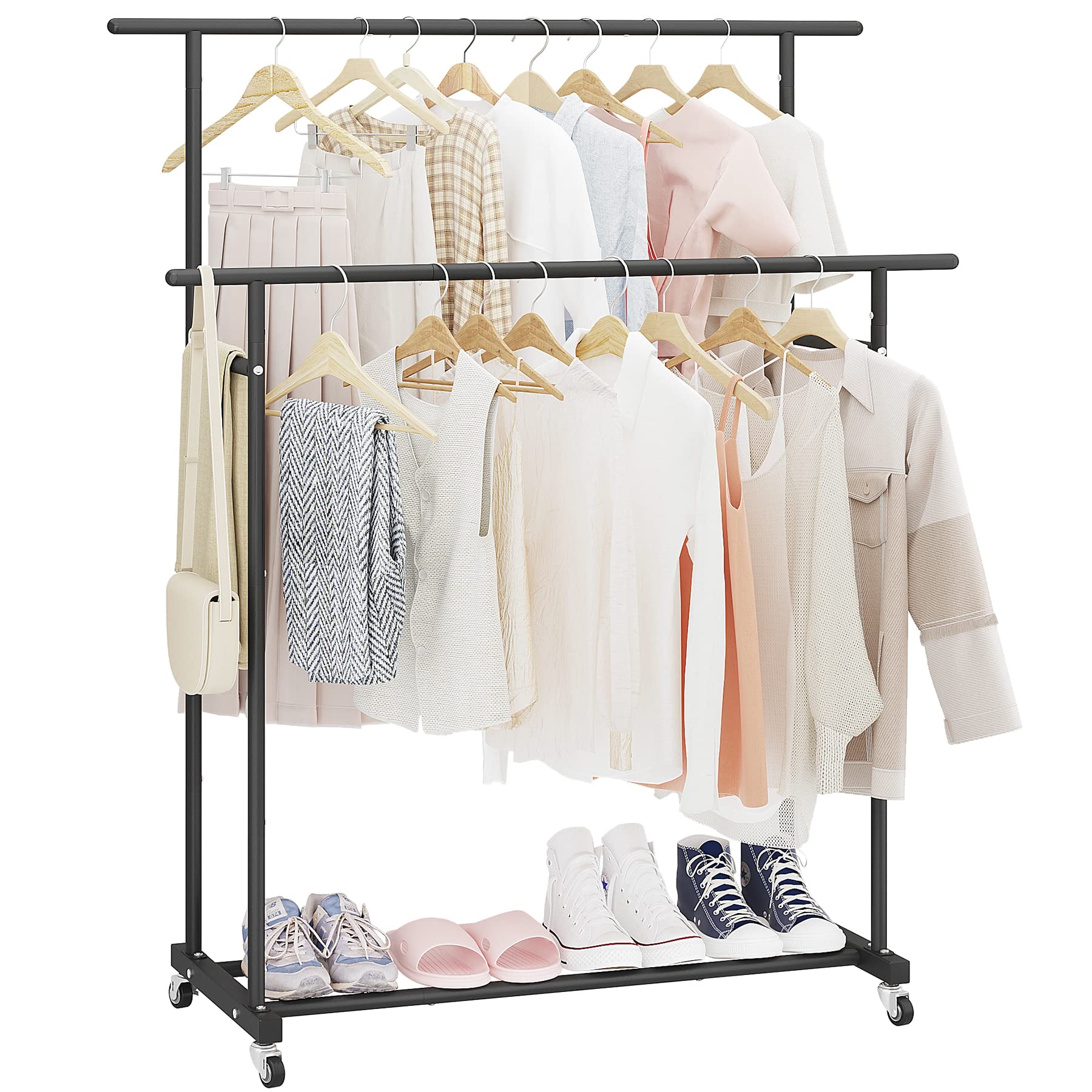 Rolling Coat Clothing Garment Racks With Wheels Portable