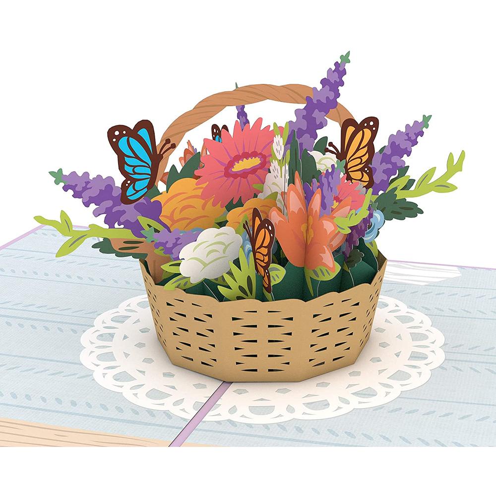 Lovepop Flower Basket Pop Up Card, 5x7 - 3D Card for Mom, Card for Wife, Paper Flower Card, Thank You Card, Thinking of You, App