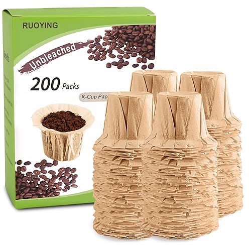 RUOYING K cup Coffee Paper Filters Disposable for Reusable K Cup Filters, Disposable Natural K Cup Filters, Compatible with Keurig Singl