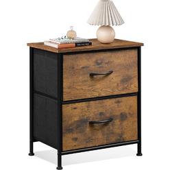 WLIVE Nightstand, 2 Drawer Dresser for Bedroom, Small Dresser with 2 Drawers, Bedside Furniture, Night Stand, End Table with Fab