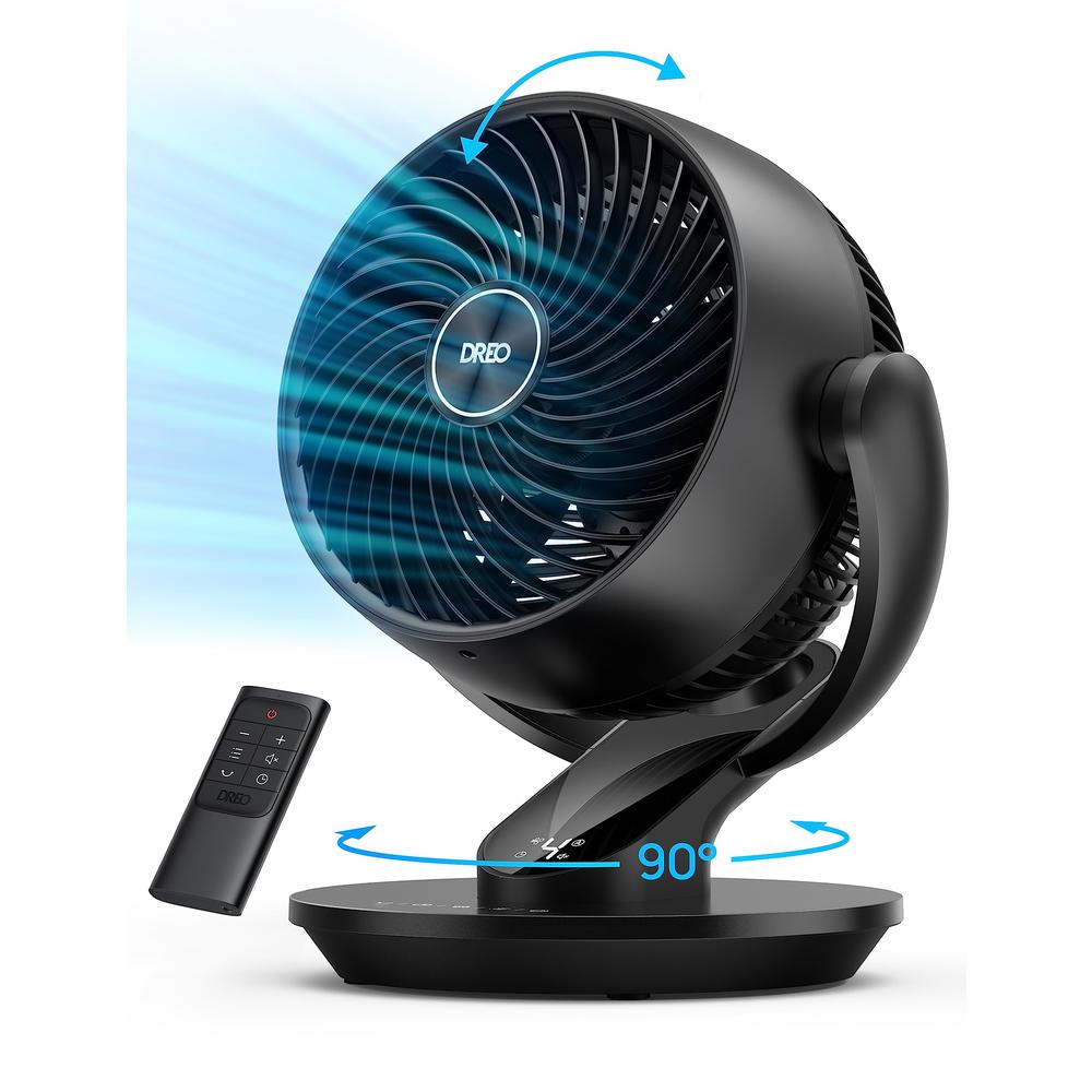 Dreo Table Fans for Home Bedroom, 9 Inch Quiet Oscillating Floor Fan with Remote, Air Circulator Fan for Whole Room, 70ft Powerf
