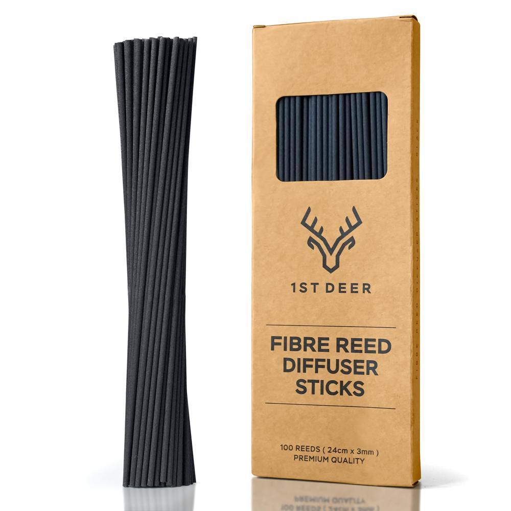 1st Deer Reed Diffuser Sticks - 100 pcs of Black Rattan Essential Oil Aroma Refill Wood Sticks for Spa, Fragrance, Aromatherapy 