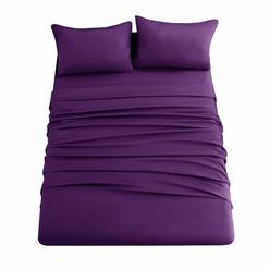 Ghooss Queen Size Bed Sheet Set-Made of 1800TC 100% Microfiber Polyester -14inch Deep Pocket-Stain Resistant,Warm,Breathable-4 P