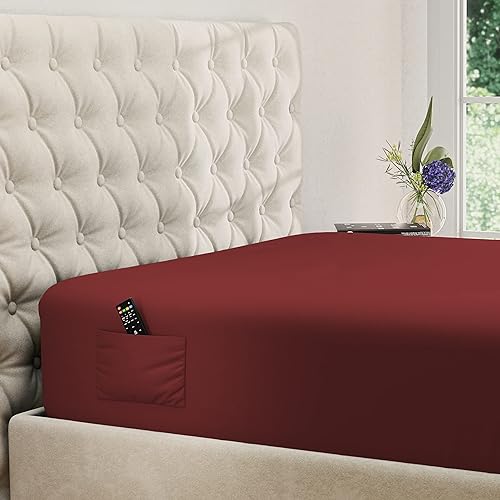 DREAMCARE King Fitted Sheet - Extra Deep Pocket Fitted Sheet - Fits up to 21 inch Mattress - Deep Pocket King Sheets - Hotel Lux
