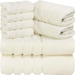 Utopia Towels 8-Piece Luxury Towel Set, 2 Bath Towels, 2 Hand Towels, and 4 Wash Cloths, 600 GSM 100% Ring Spun Cotton Highly Absorbent Viscose