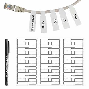 XBT1 OPQH 600 White Cable Labels with Dual Tip Marker, Cord Labels Can  Write On, Self Adhesive Wire Labels Printable A4 Sheet for Las