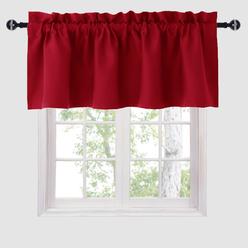 Hiasan Red Christmas Valance Curtains for Kitchen Blackout Thermal Insulated Rod Pocket Window Valances, 42 x 18 Inches Length, 