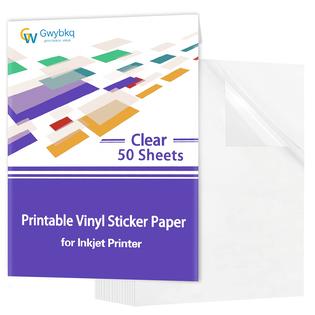 T195 Gwybkq Clear Printable Vinyl Sticker Paper for Inkjet Printer,50 Sheets  Transparent Decay Paper Clear Labels, Dries Quickly Vivi