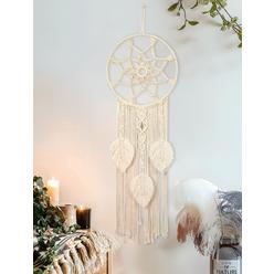 Nice Dream Star Moon Dream Catcher Wall Decor Macrame Dream Catchers for Bedroom Adult Boho Wall Hanging with Tassels for Home D