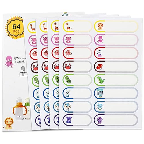 Coowayze 0406001 64pcs Baby Bottle Labels for Daycare, Self